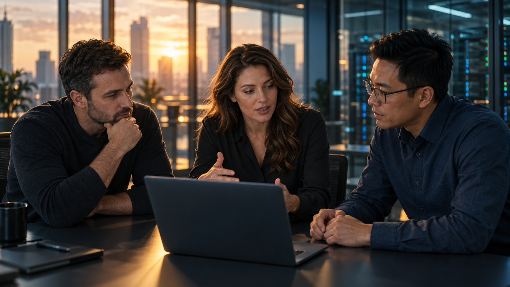 Illustration of an IT team discussing a recovery exercise around a laptop